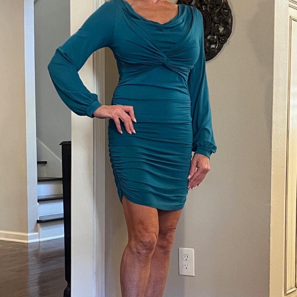 European Designed Teal Dress by Deby Debo